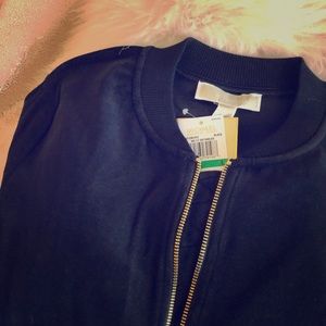 Michael Kors Track Bomber Jacket, Black Velour